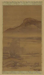 Bateaux amarrés sur la rivière nocturne, dynastie Qing, XVIIIe siècle.