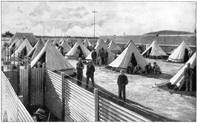 Prisonniers boers dans un camp à Bloemfontein, 2e guerre des Boers, 1899-1902