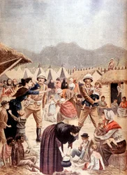 Femmes et enfants boers dans un camp de concentration britannique au Transvaal, Guerre des Boers, 1901