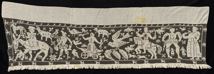Bordure avec figures montées et debout, chars et animaux, XIXe siècle