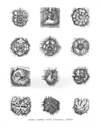 Bosses de la crypte orientale. Guildhall, 1886