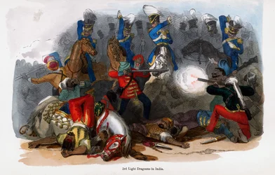 3ème Dragons légers britanniques en action en Inde