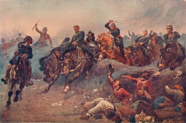 Artillerie britannique entrant dans les lignes ennemies à Tel-el-Kebir, Égypte