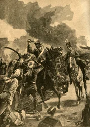 Le général britannique Joseph Thackwell à la bataille de Sobraon, Pendjab, Inde, 1846