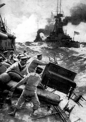 Marins britanniques jetant par-dessus bord des luxes, Mer du Nord, Première Guerre mondiale, 1914
