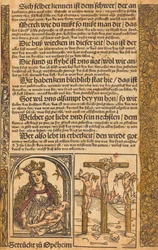 Broadsheet avec deux scènes de la vie du Christ et des bordures grotesques