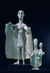 Statues en bronze de mère et enfant, culture nuragique, Siniscola, Sardaigne, 9e-6e siècle av. J.-C.