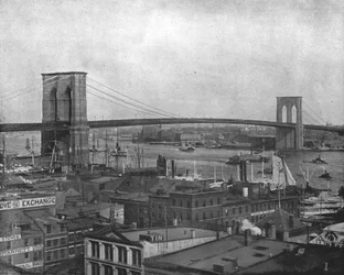 Pont de Brooklyn, New York, États-Unis, vers 1900