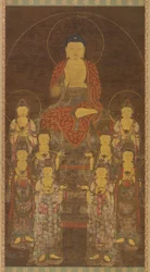 Bouddha Amitabha Amita et les Huit Grands Bodhisattvas, fin de la période Goryeo, milieu-fin du 14ème siècle