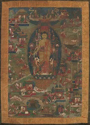 Bouddha Shakyamuni et scènes de ses vies antérieures