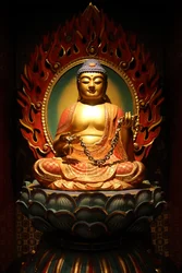 Temple de la relique de la dent de Bouddha à Chinatown. Statue de Bouddha, 20160818, Singapour