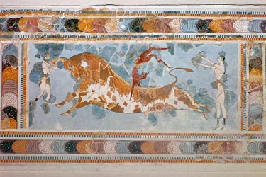 Fresque de saut de taureau de Knossos