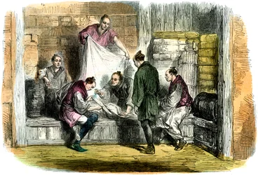 Achat de camelots dans une boutique, Yokohama, Japon, 1865