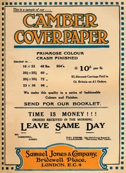 Camber Coverpaper - Publicité de Samuel Jones & Company, 1919