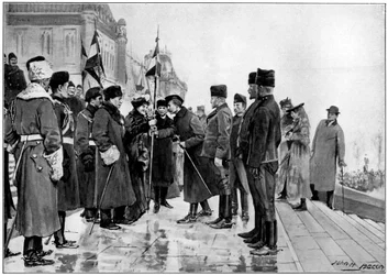 Troupes canadiennes sur le point de partir pour la guerre des Boers, 1900