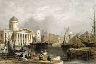 Canning Dock, Liverpool, montrant la douane, 1841