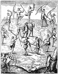 Le capitaine John Smith capturé par les Indiens, Virginie, 1607