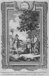 Caractacus le chef britannique, traîtreusement livré aux Romains par Cartismandua, vers 1787