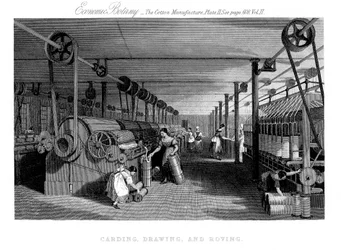 Cardage, étirage et filage du coton, vers 1830