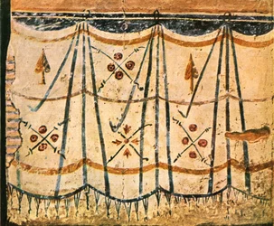 Frise de tapis de la chambre E, mur 6 de Santa Maria Antiqua, Rome, Italie, 1928