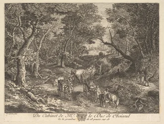Chariots sur un chemin à travers les bois d