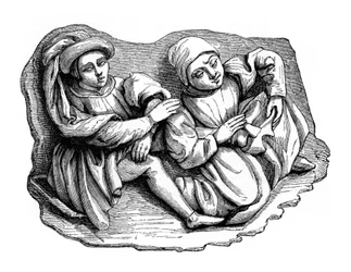 Relief en bois sculpté, 15e siècle, 1870