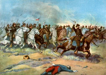 Charge de cavalerie par les réguliers américains, Guerre hispano-américaine, 1898