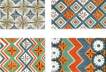 Motifs de plafond dans la tombe de Nebamon et Ipuki à Thèbes, Égypte, 1928