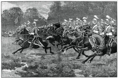 Charge des 5e et 7e Dragons, revue dans le parc de Windsor, 1900