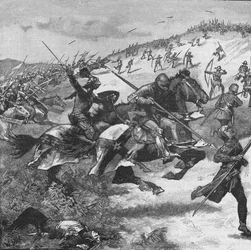 Charge des Écossais à la bataille de Homildon Hill, Northumberland, 1402, 1905