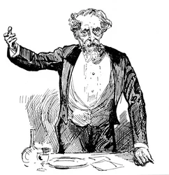 Charles Dickens faisant un discours après le dîner, vers 1860s