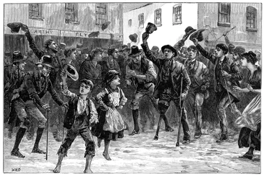 Acclamations au nom de Lord Randolph Churchill en apprenant sa démission, Loughrea, Irlande, 1887