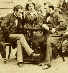 Échecs et cartes, vers 1850