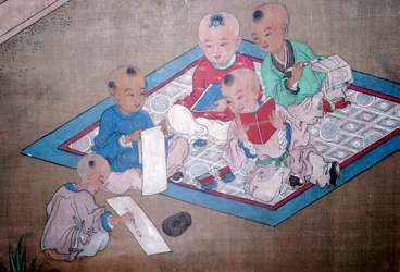 Enfants jouant, peinture japonaise, XVIIIe siècle