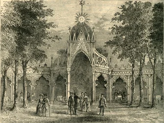 Pavillon chinois dans les jardins de Vauxhall, vers 1878