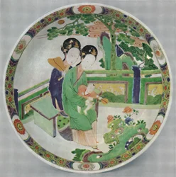 Plat en porcelaine chinoise, Famille Verte. Période de Kangxi, 1662-1722, 1928