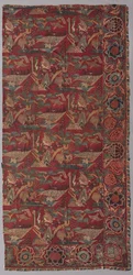 Couverture de lit ou tenture en chintz avec un motif inspiré du Japon, moitié droite, première moitié des années 1700