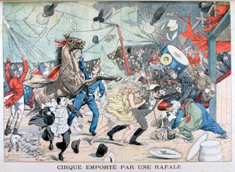 Chapiteau de cirque emporté par le vent, Saint-Étienne, France, 1903
