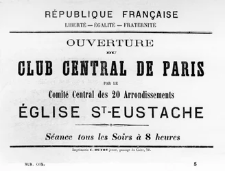 Club Central de Paris, des affiches politiques françaises de la Commune de Paris, mai 1871