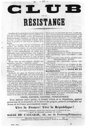 Club de la Résistance, des affiches politiques françaises de la Commune de Paris, mai 1871