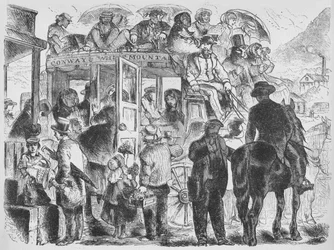 Autocars vers les stations et hôtels, vers 1859, 1938