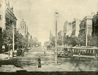 Collins Street, Melbourne, depuis les bâtiments du Trésor, 1901