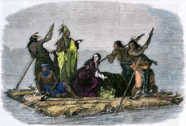 Comanches emportant une fille captive, vers 1860