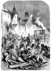 Combat entre chevaliers anglais et français sur une place à Limoges