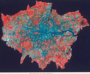 Image composite Landsat en fausses couleurs du Grand Londres, 1979