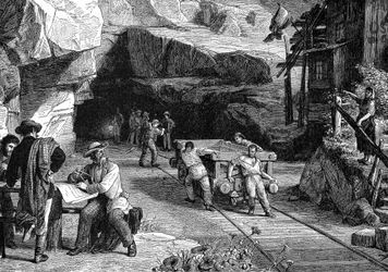 Construction du tunnel du Saint-Gothard sous les Alpes, 1880