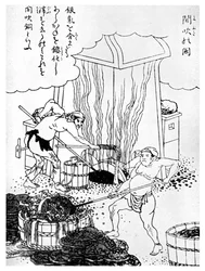 Fusion du cuivre, une méthode primitive, Japon, vers 1900 1956