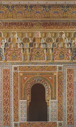 Corniche et fenêtre au centre de la façade de la mosquée, 1907