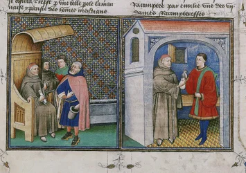 Corruption. Miniature du livre appelé Decameron de Giovanni Boccaccio, 1460s