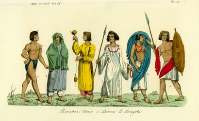 Costumes des hommes et des femmes du peuple nubien (Barabra) de Dongola (Dunqulah)